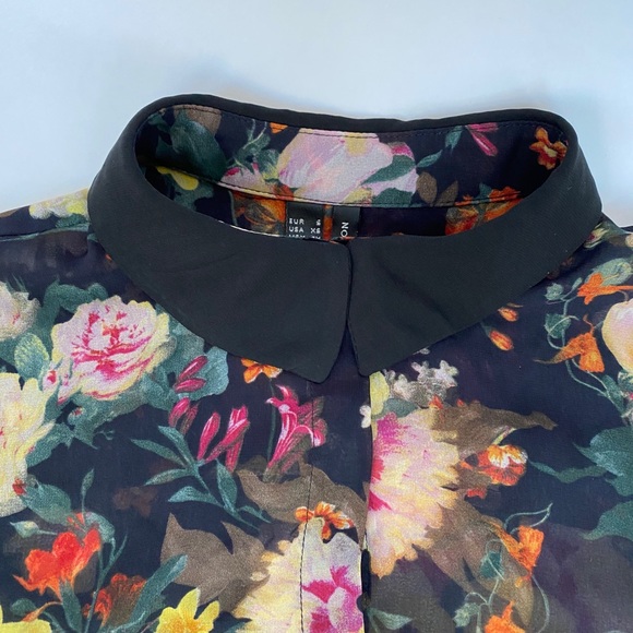 Mango MNG Collection Floral Sheer Shirt Sz XS - Picture 3 of 11